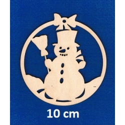 SKLEJKA #3mm  Bombka 10cm bałwanek z kokardą , zawieszka